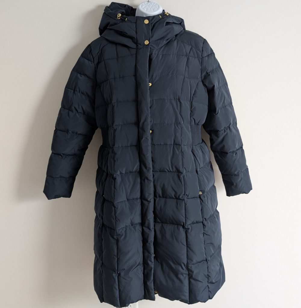 Cole Haan Down Puffer Coat Womens XXL Blue Outdoors Hooded Utility Warm Long